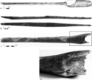 A. Paddle, B. Bow, C. Haft and detail of shaft hole  Dutch Neolithic Welmoed A. Out